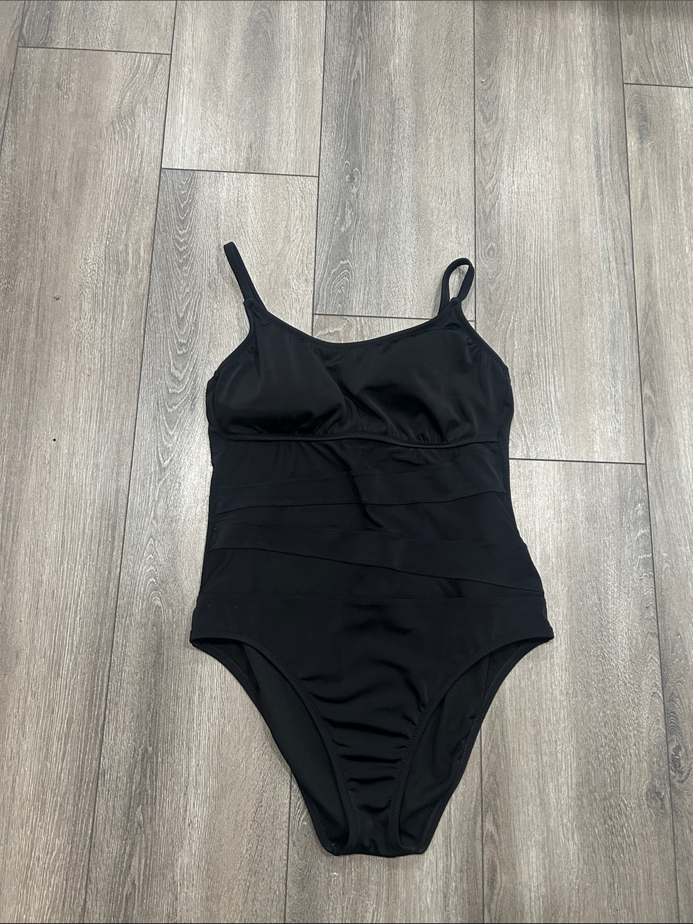 Shade & Shore Black One-Piece Swimsuit with Adjustable Straps